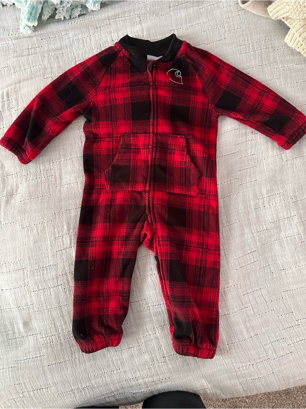 Carhartt Red and Black Plaid Fleece One-Piece